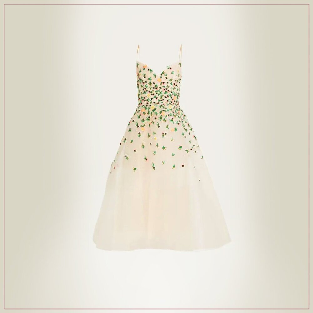 $5990 New Monique Lhuillier Crystal Bead Embellished Floral Tulle Runway Dress - Picture 8 of 16